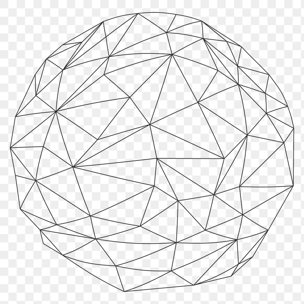 Black 3D icosahedron design element