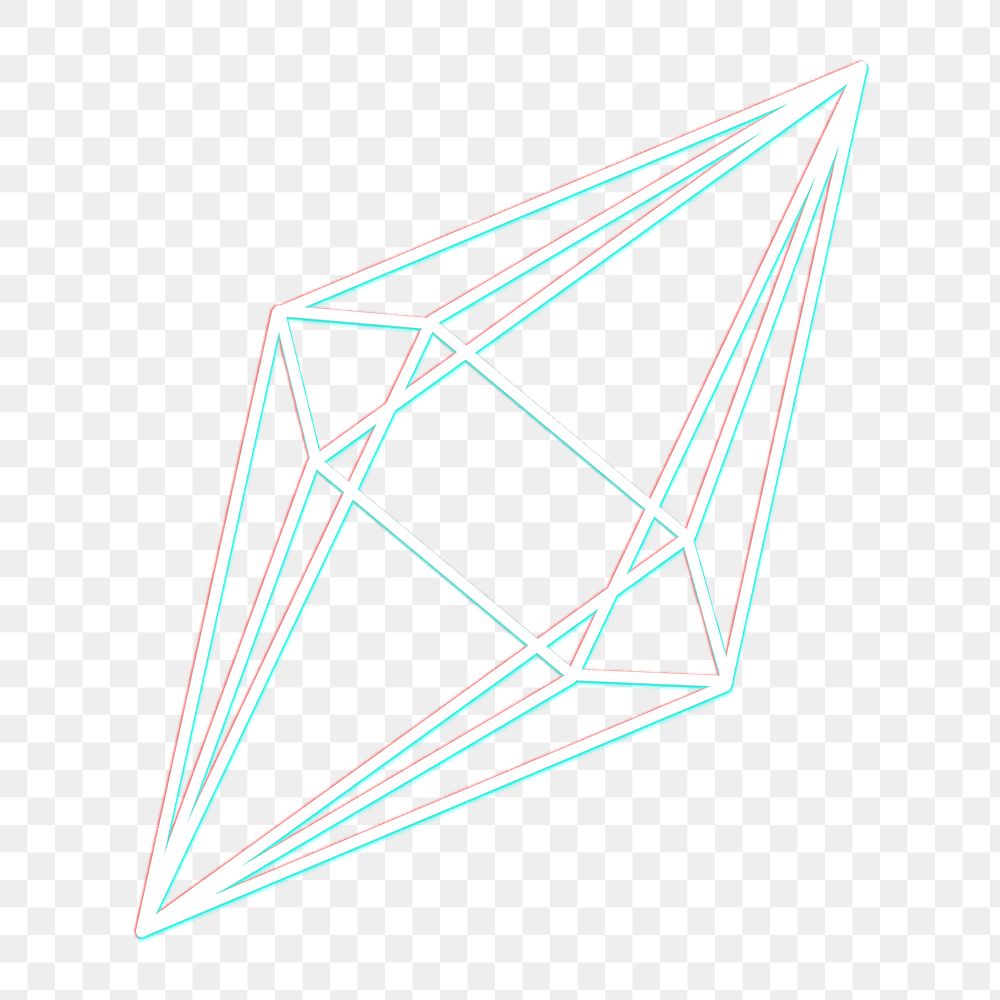 3D hexagonal bipyramid with glitch effect design element 