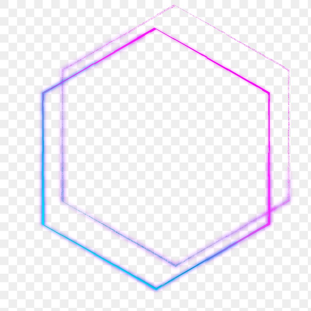 Neon purple hexagon shape design element 