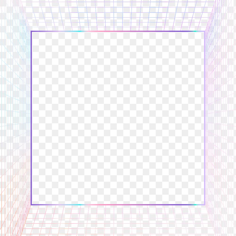 Png 3D pastel grid frame transparent background