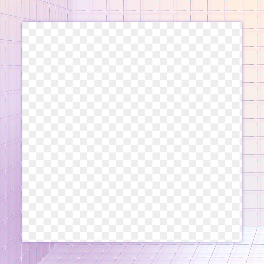 Pastel frame png on 3d grid patterned background