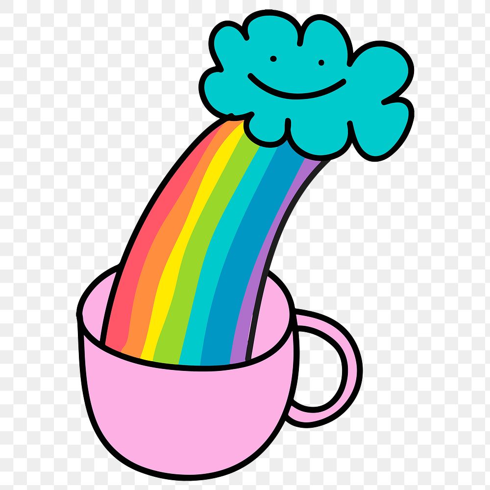 Rainbow in a pink cup design element