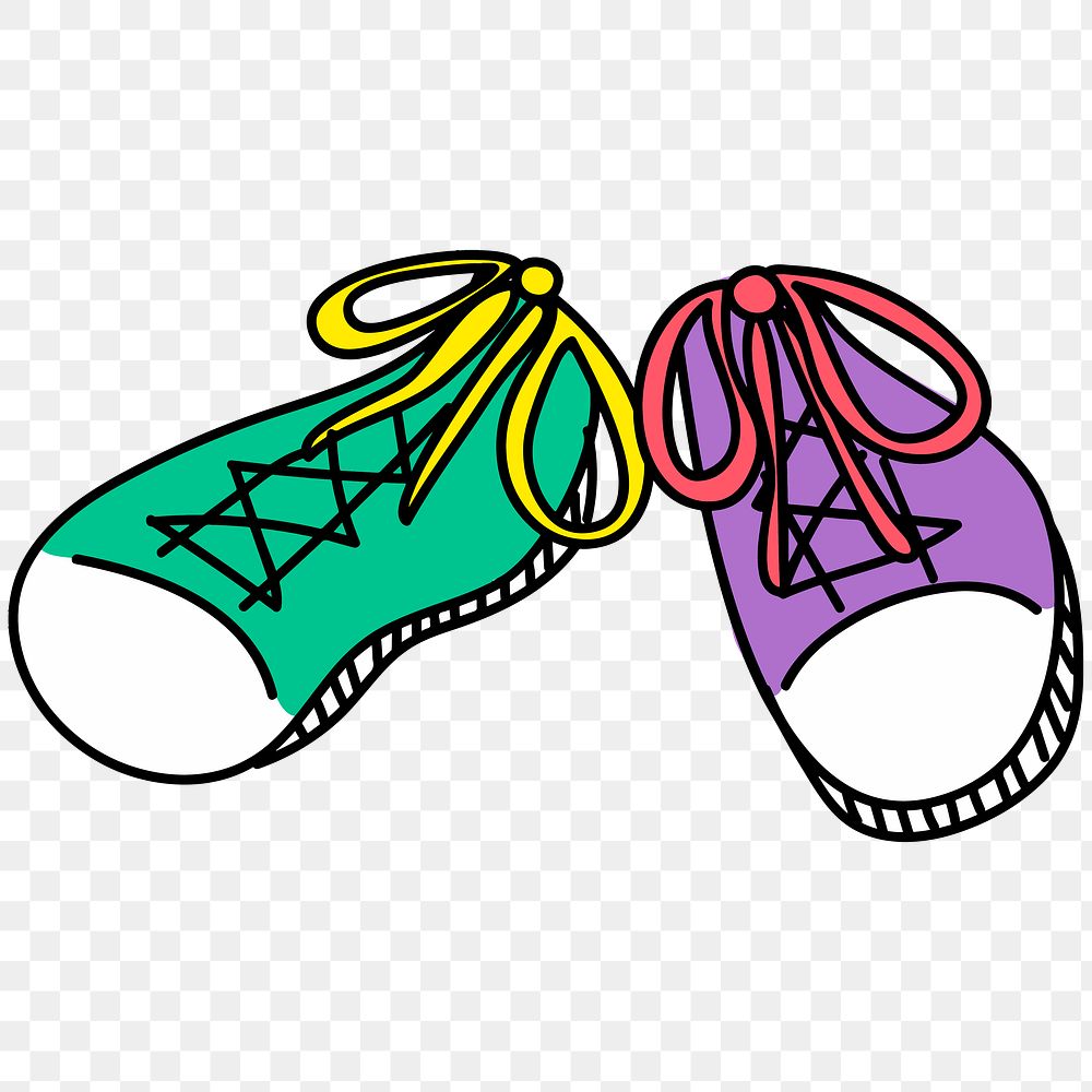 Green and purple sneakers illustrated design element