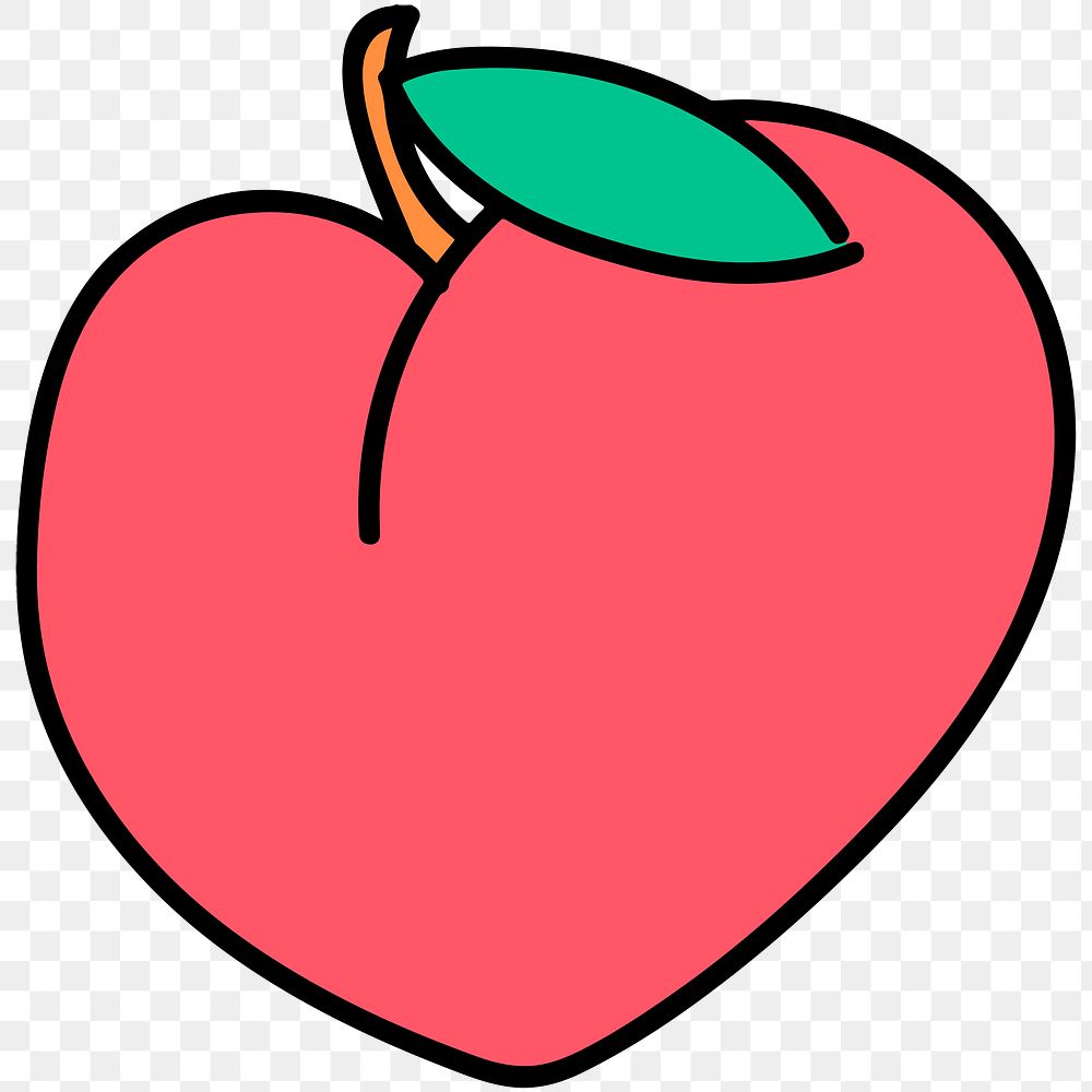 Ripe peach fruit illustrated design element
