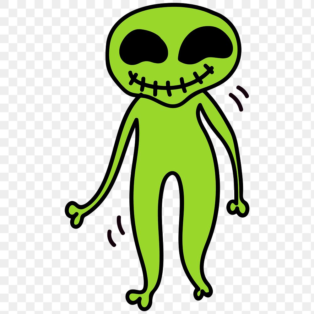 Cheerful green extraterrestrial mate design element