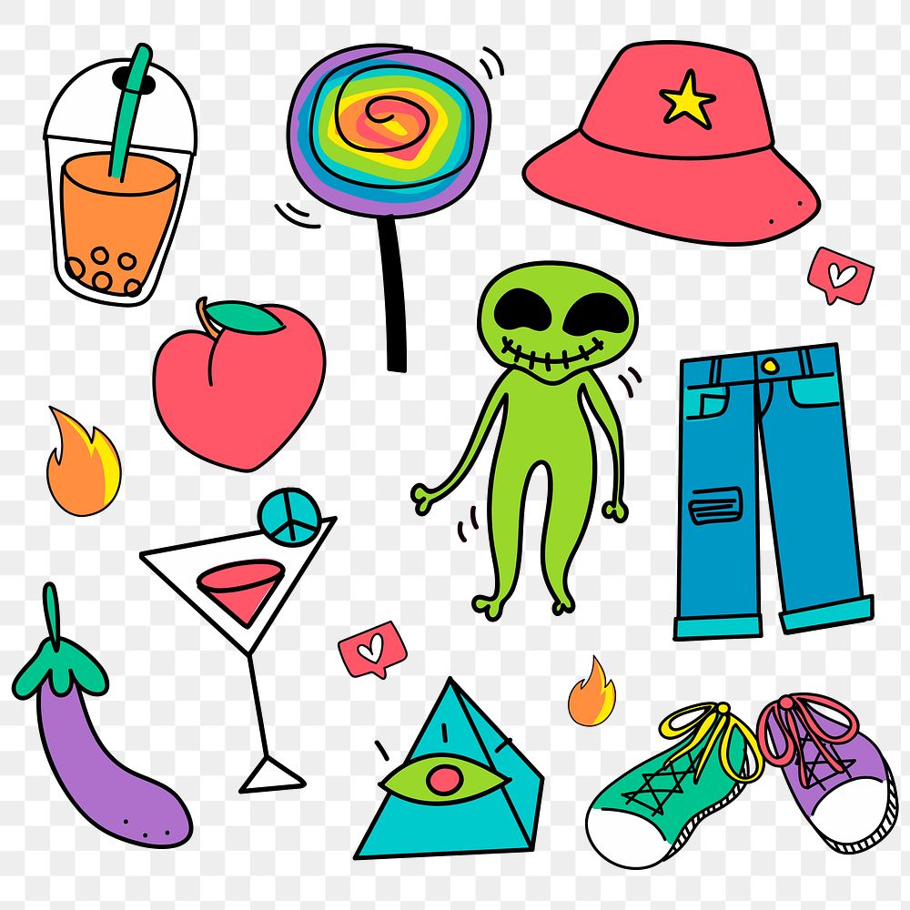 Colorful and fun youth day stickers set