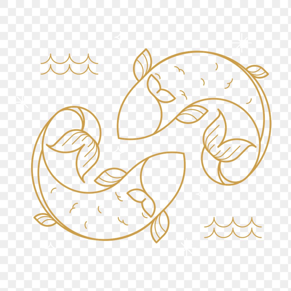Gold Pisces astrological sign design element