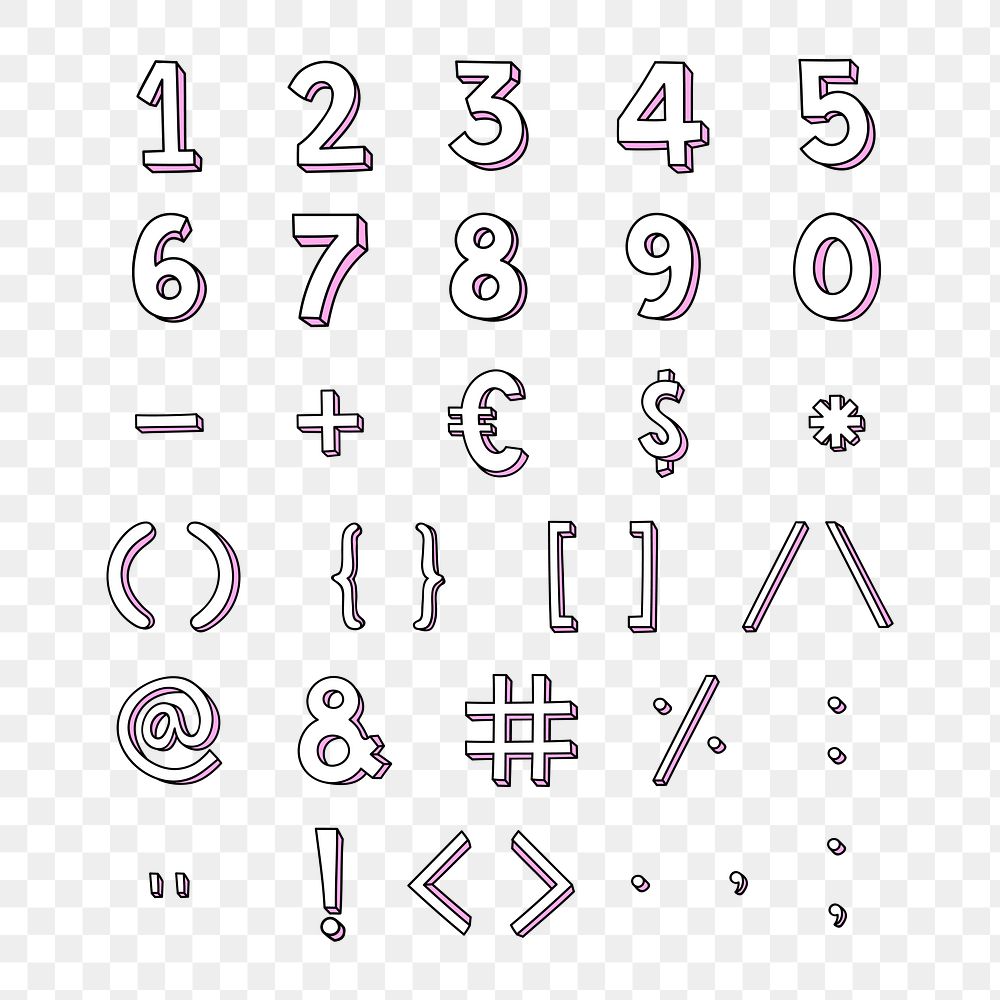 styled-numbers-and-symbol-set-premium-png-rawpixel