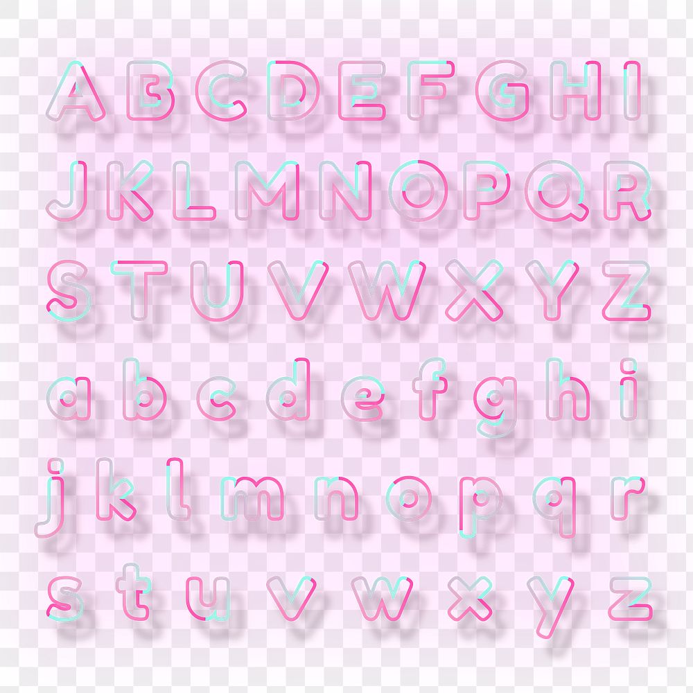 Alphabet png pink neon font | Premium PNG - rawpixel