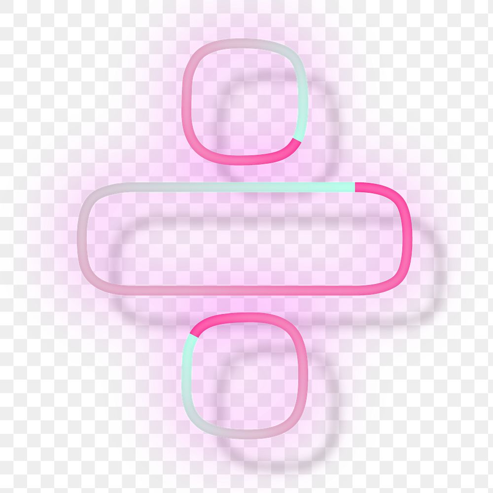 Pink neon glow division symbol png font typography