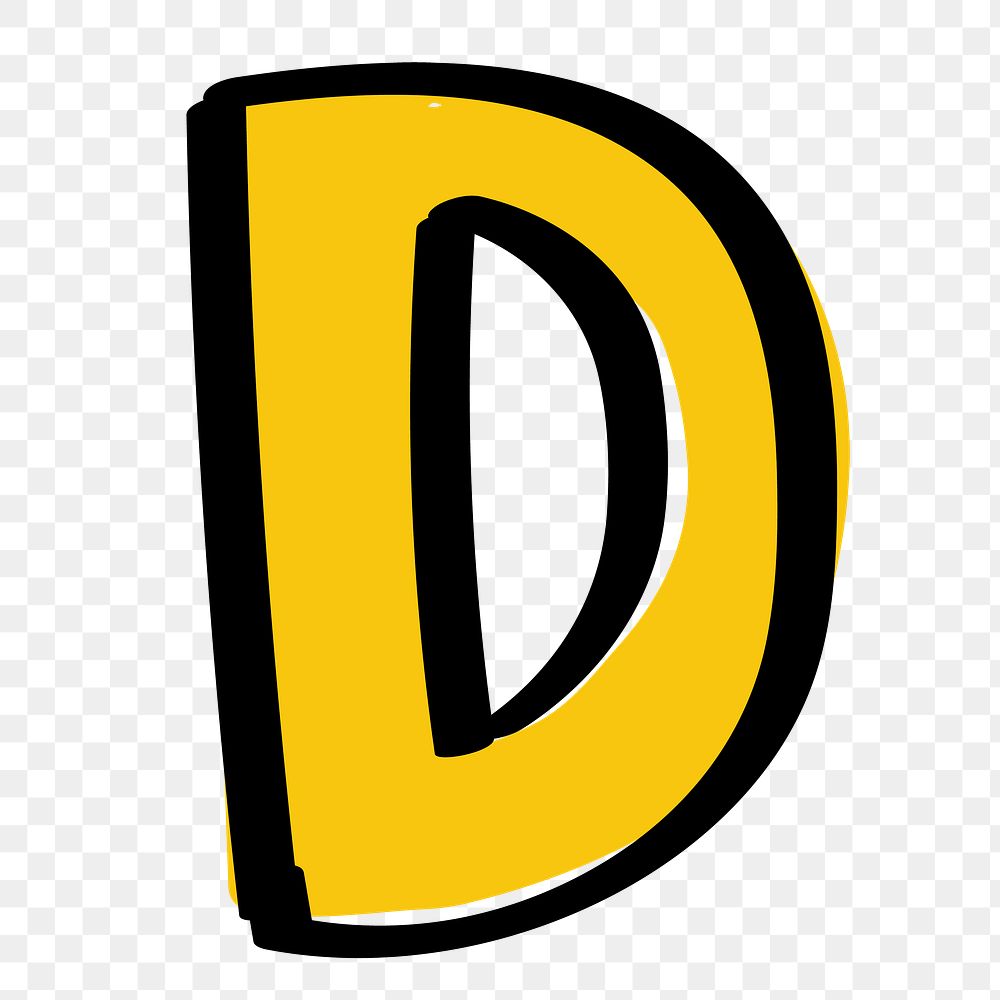 D letter png doodle typography | Free PNG Sticker - rawpixel