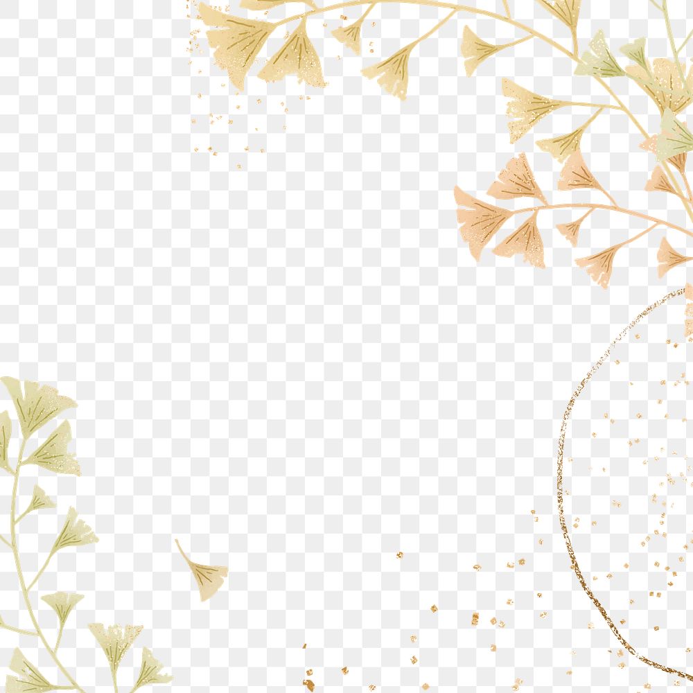 Ginkgo leaves glitter frame png