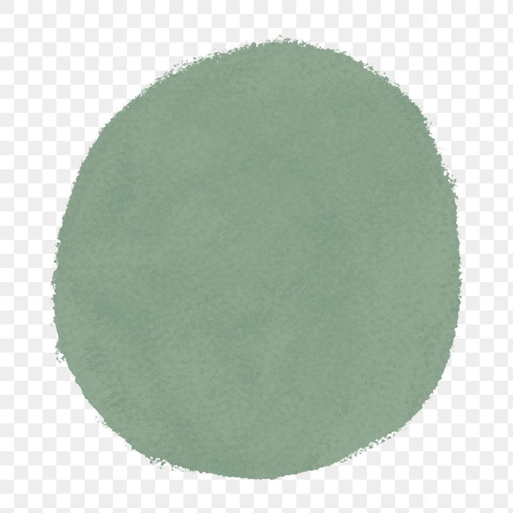 Solid green round watercolor element transparent png