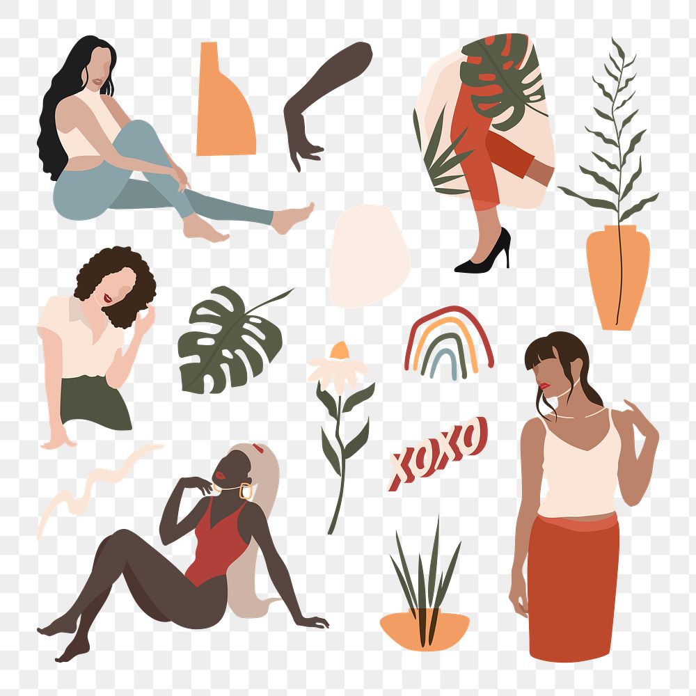 Female social media influencers collection transparent png