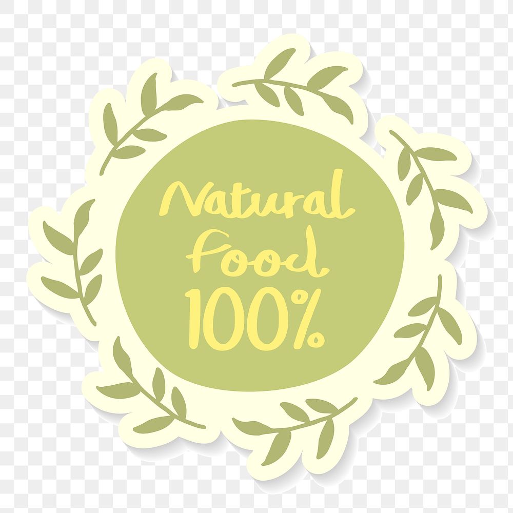 Natural food 100% wreath sticker transparent png
