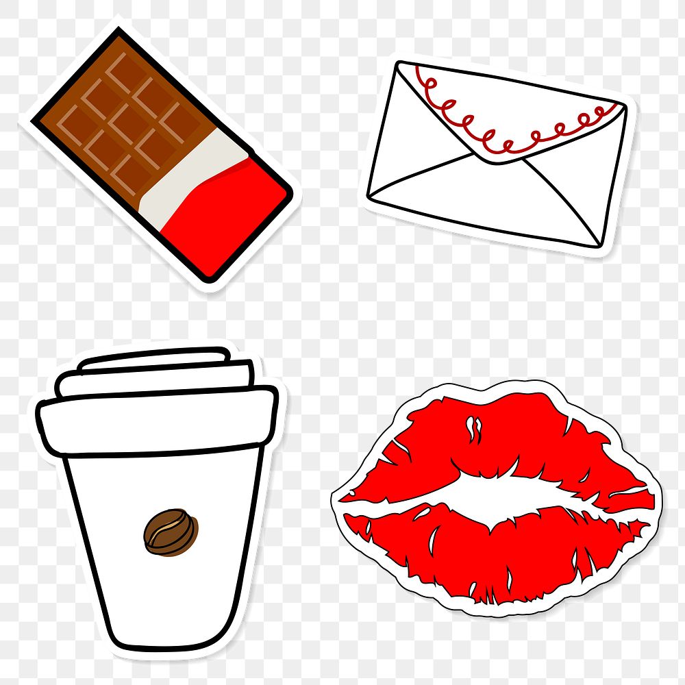 Set of sticker doodle transparent png