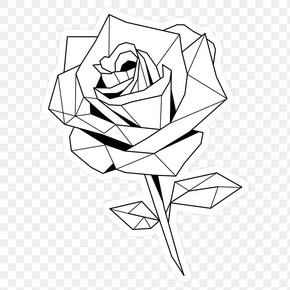 Black and white rose sticker transparent png