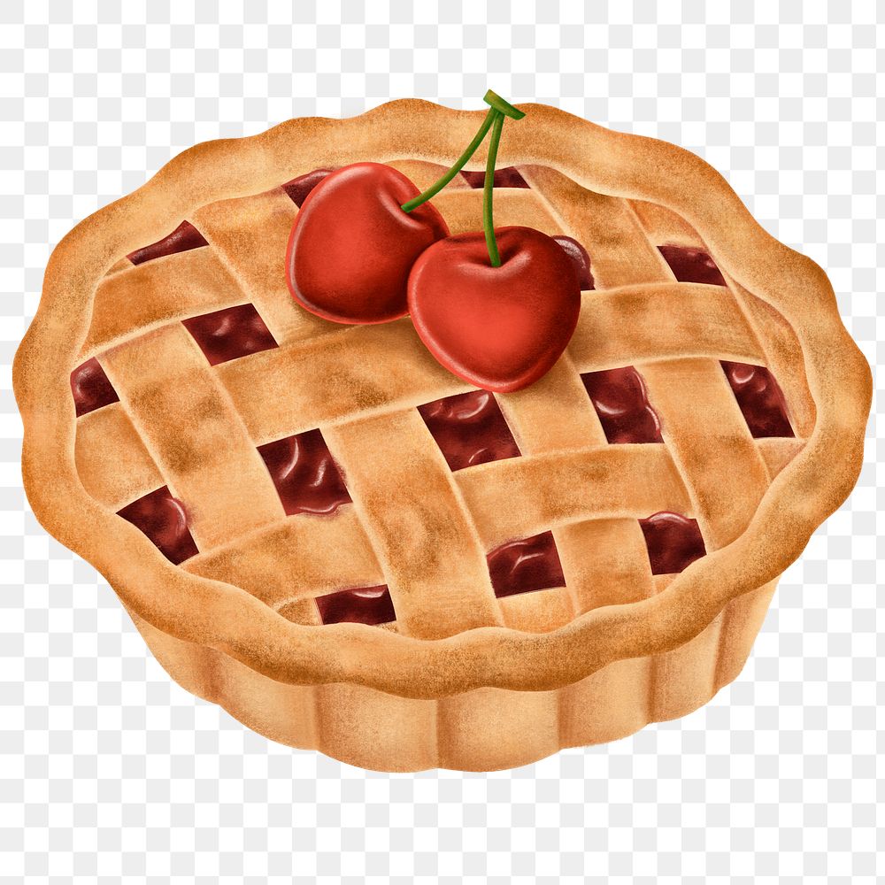 Hand drawn cherry pie transparent Premium PNG Sticker rawpixel