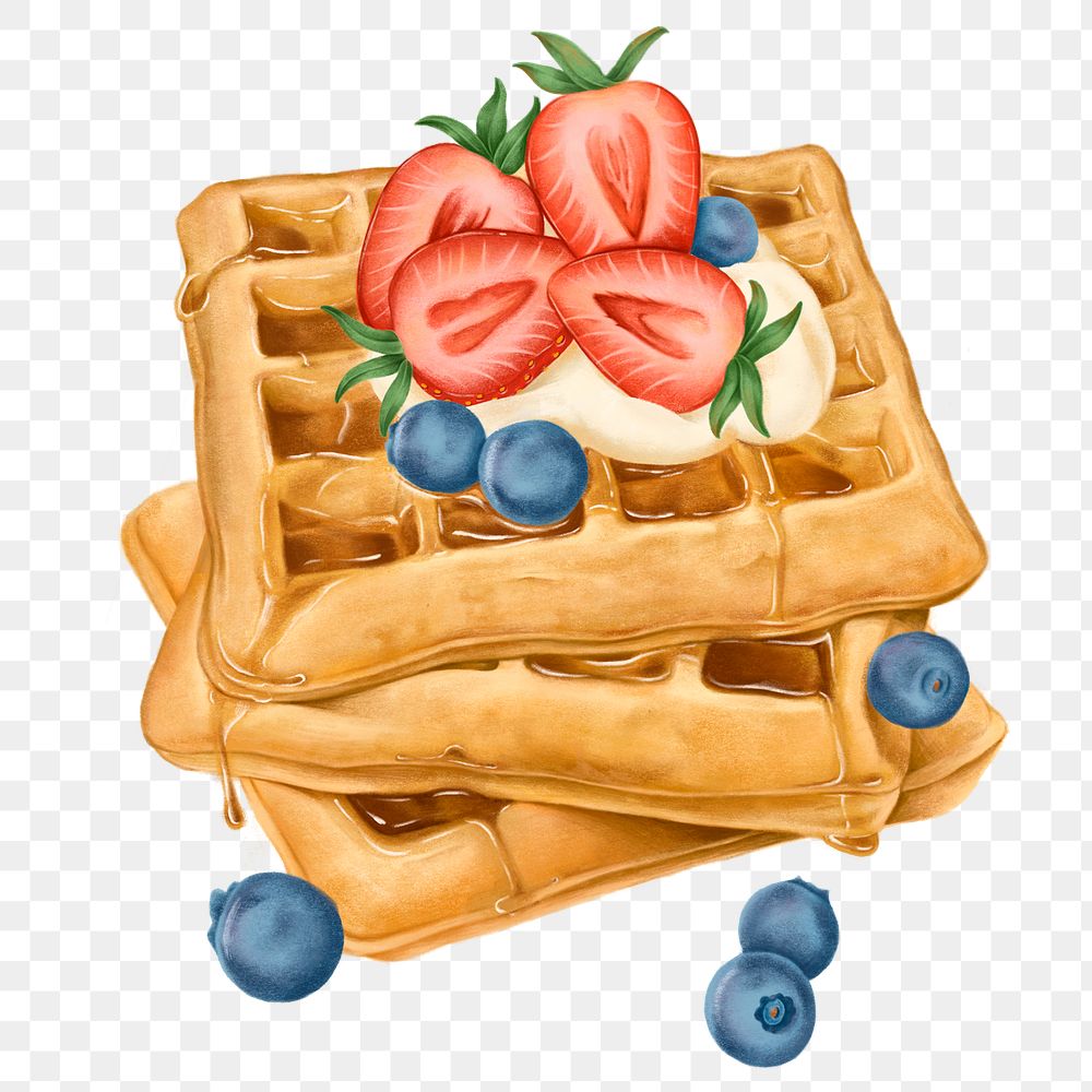 Hand drawn sweet waffles transparent png