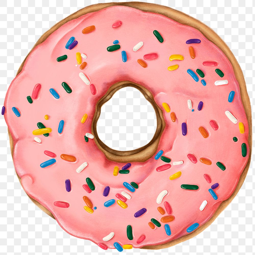 Hand drawn glazed doughnut transparent png