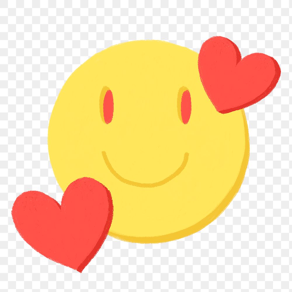 Smiling face emoji with hearts transparent png