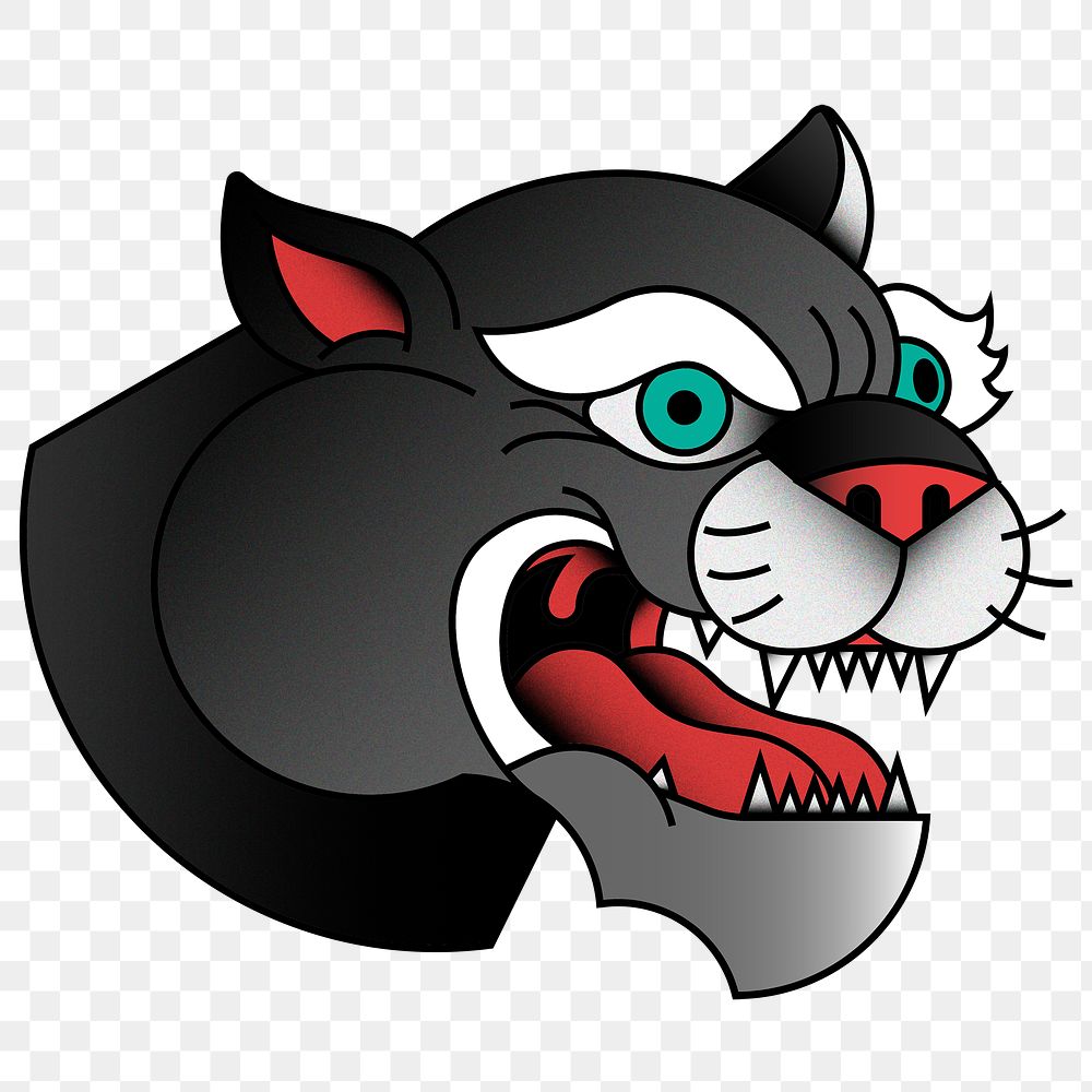 Traditional panther sticker transparent png