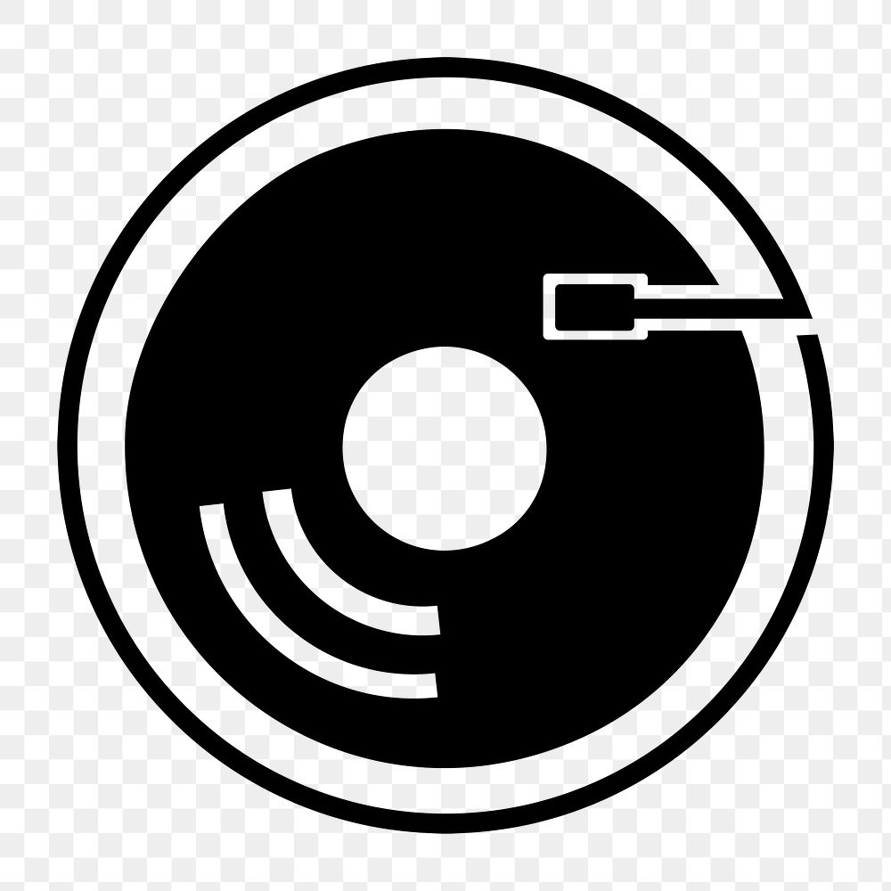 Png vinyl record icon minimal design in black