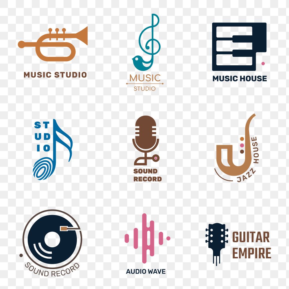 Png music icon flat design collection