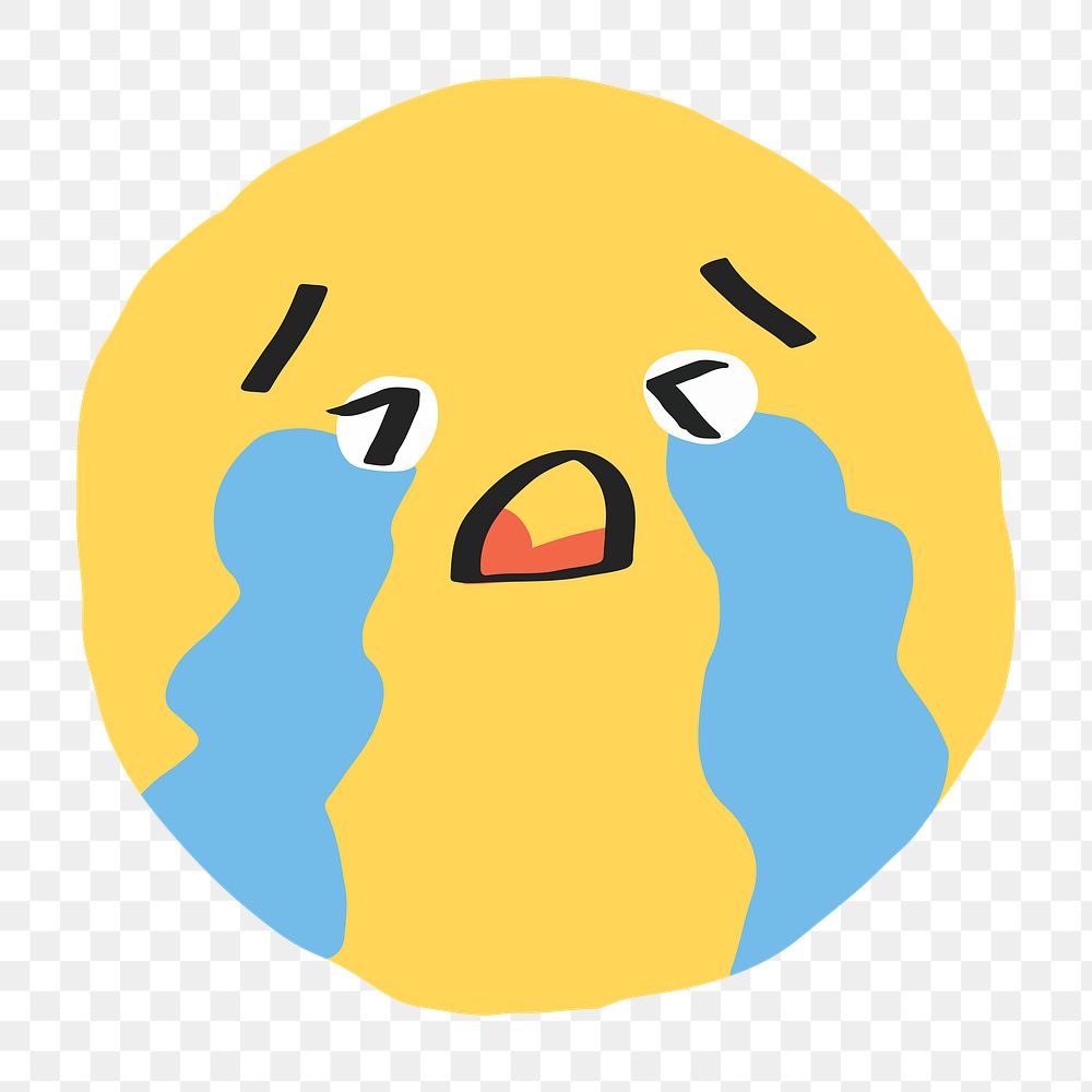 PNG sobbing face sticker cute doodle emoji icon