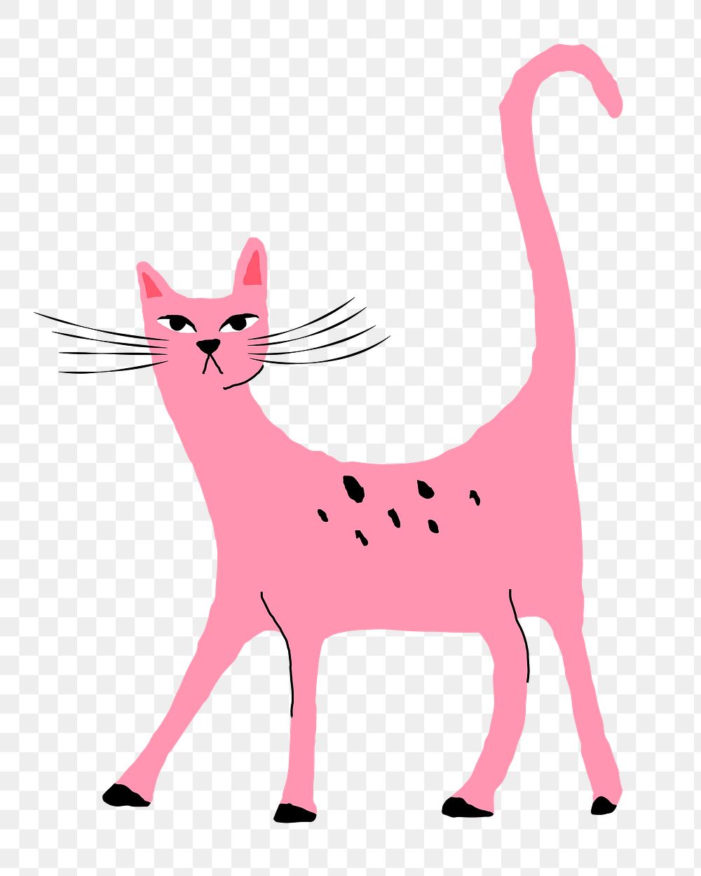 Sticker png pink cat illustration