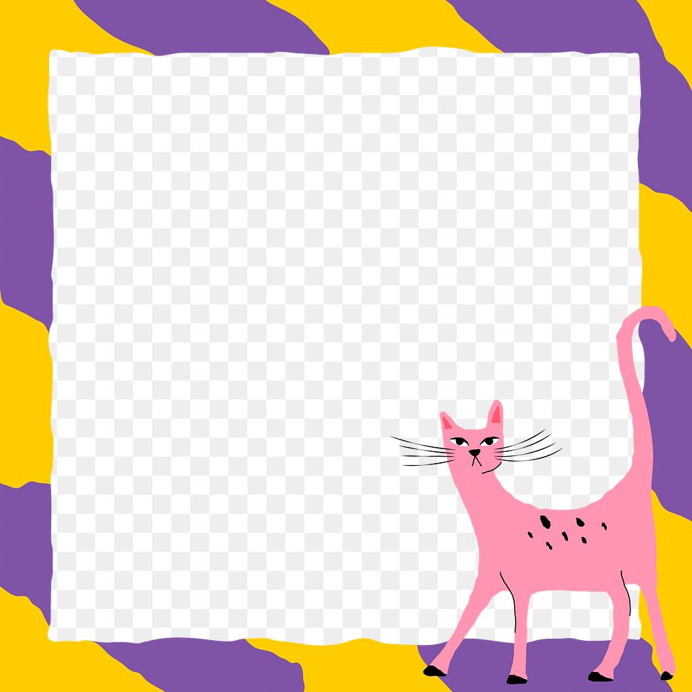 Png cat frame illustration in pink