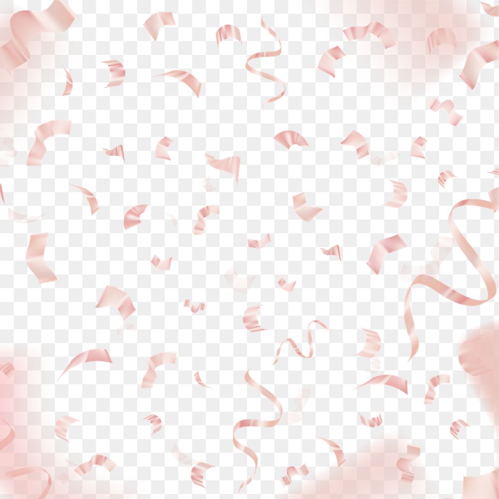 Png pink gold ribbons 3D border on transparent background for birthday celebration
