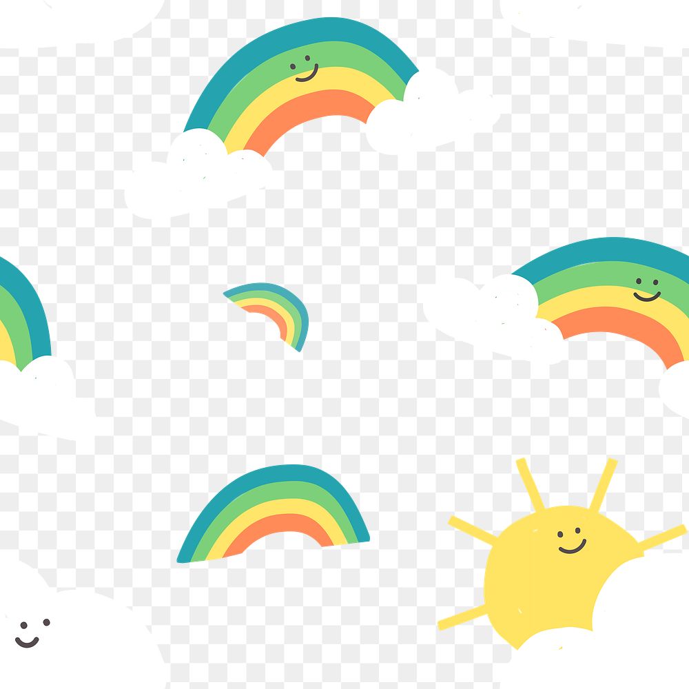Rainbows png cute seamless pattern | Free PNG - rawpixel