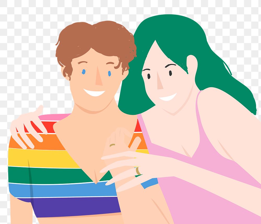 Lesbian couple png icon sticker flat design
