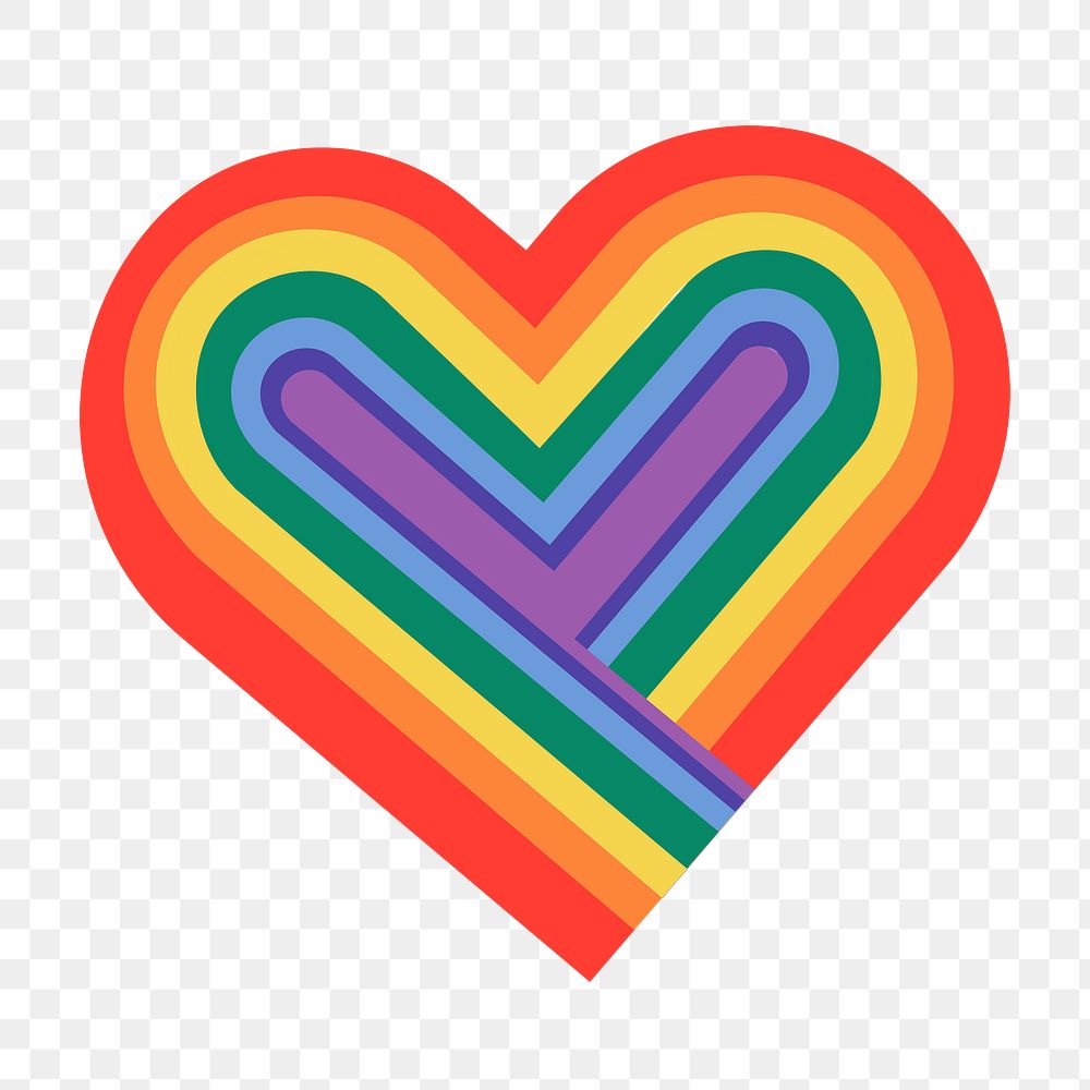 Rainbow heart png for LGBTQ pride month concept