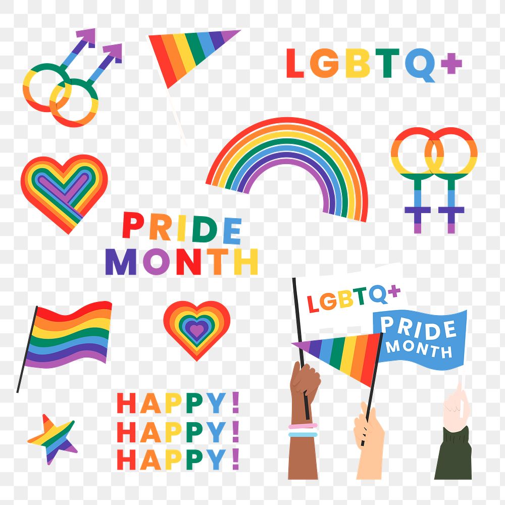 Pride month LGBTQ png element set