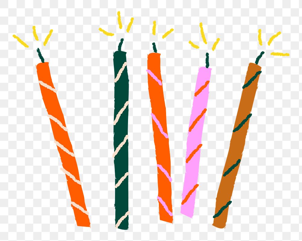Candles png sticker birthday celebration cute doodle
