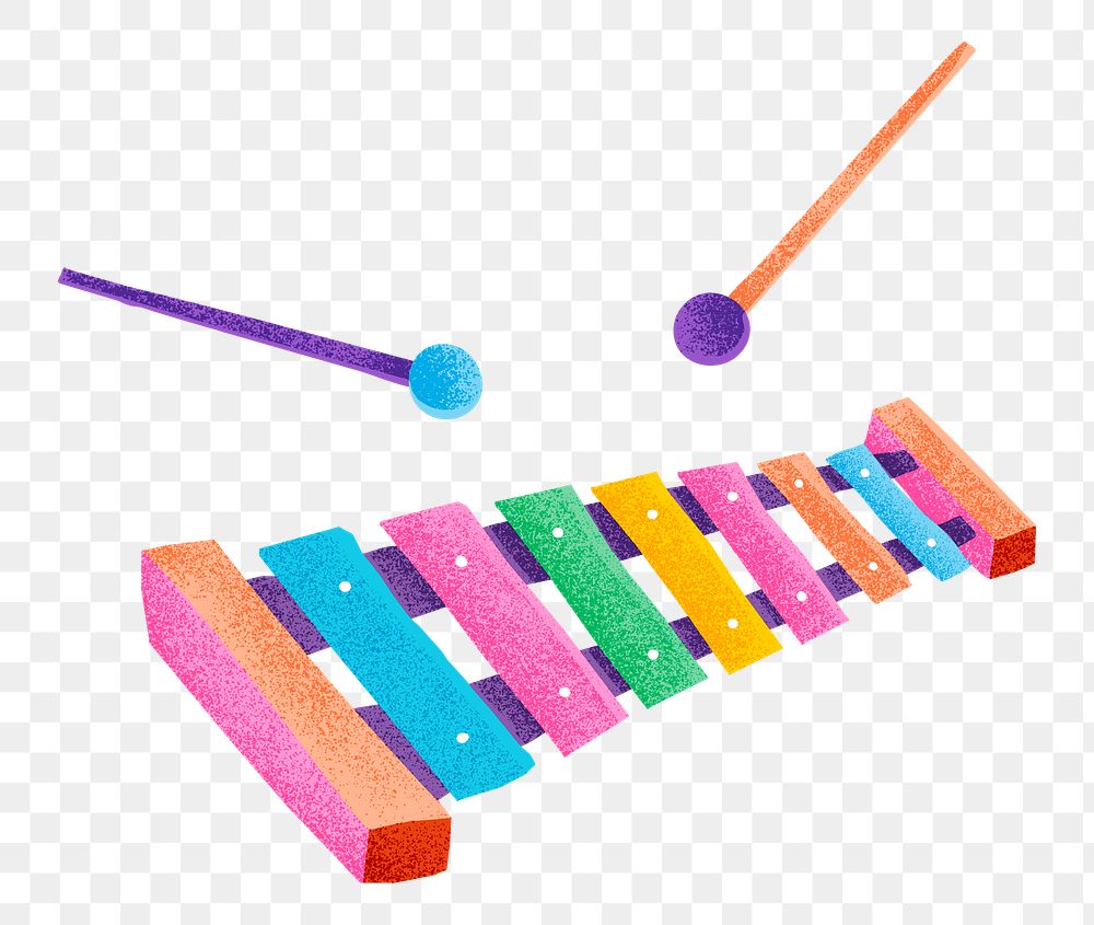 Xylophone png sticker colorful instrument illustration