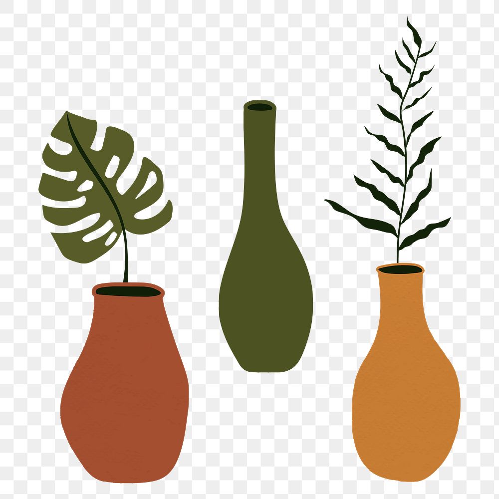 Plant in vase png transparent background design element