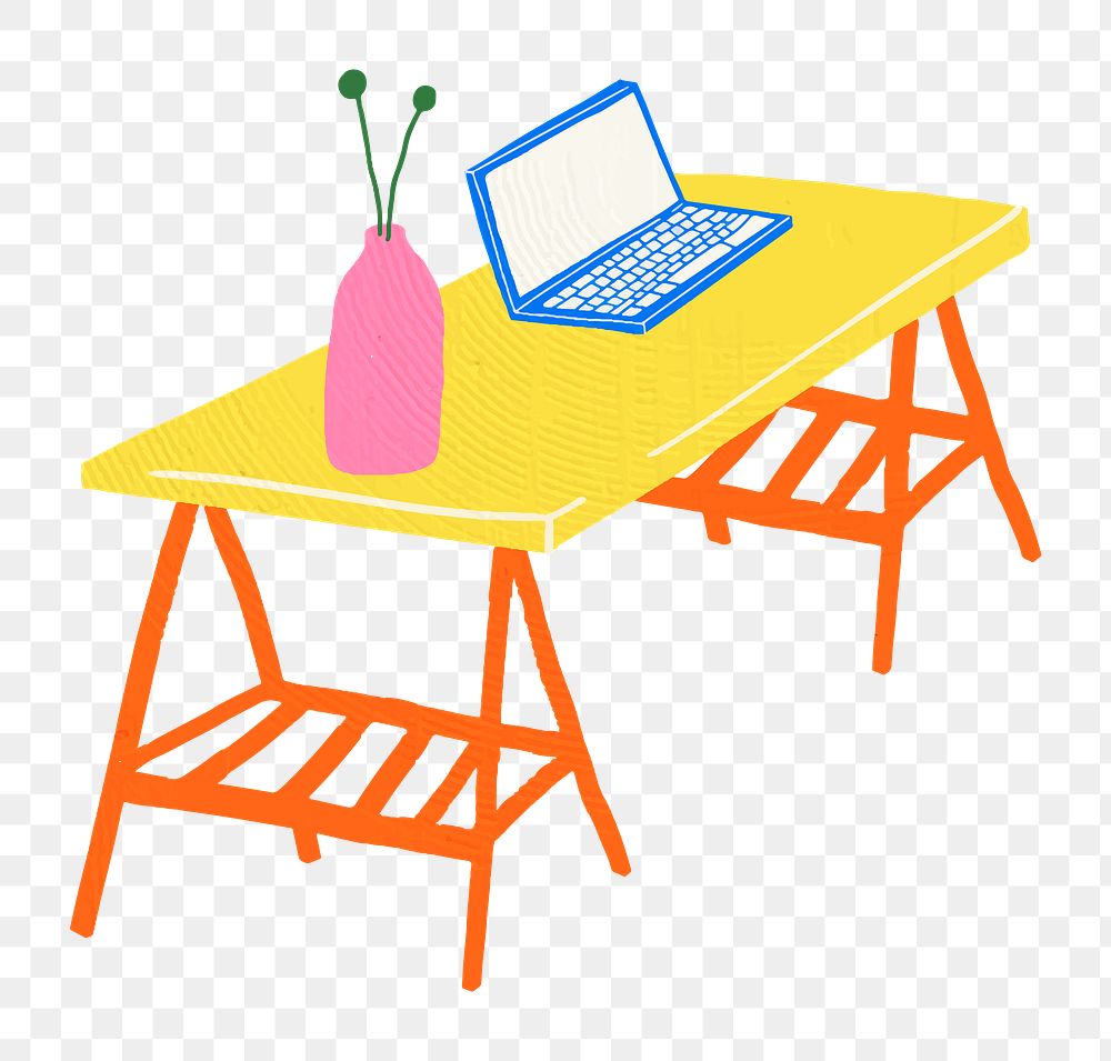 Hand drawn object png furniture sticker in colorful flat graphic style