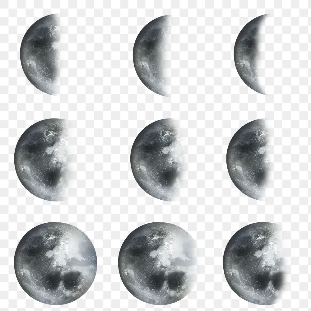 Png realistic moon design element set 