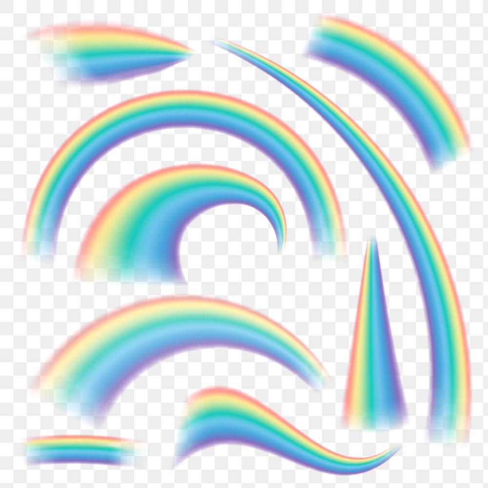 Png rainbow design element set 