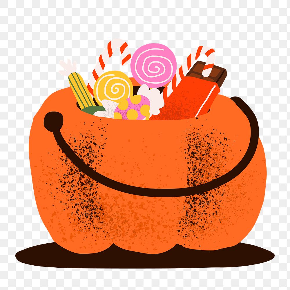 Pumpkin bucket PNG sticker cute halloween hand drawn illustration
