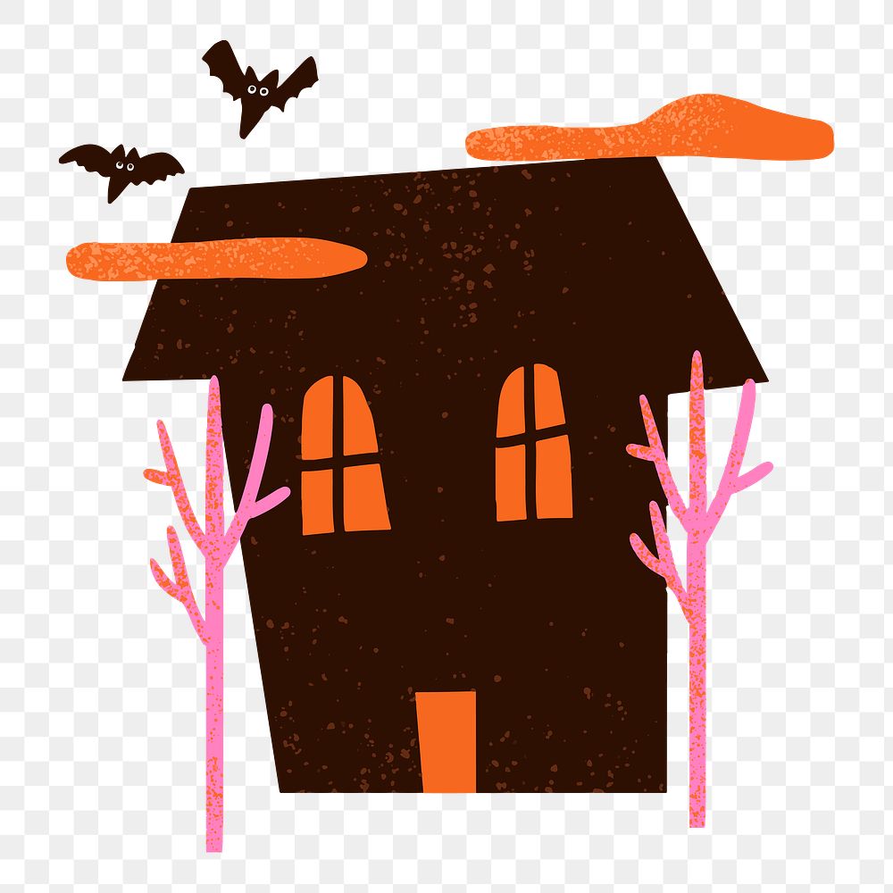 Haunted house PNG sticker, cute halloween illustration