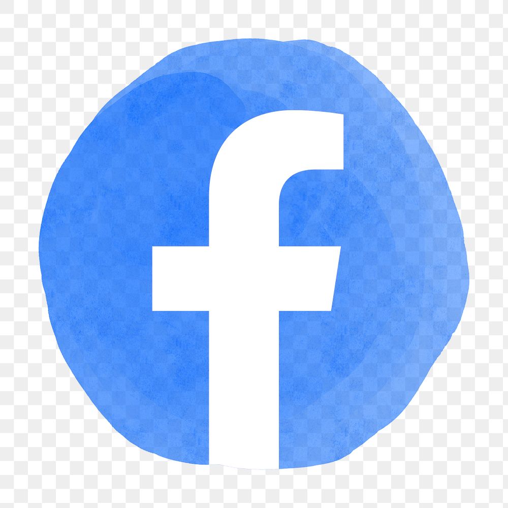 Facebook app icon png with a watercolor graphic effect. 21 JULY 2021 - BANGKOK, THAILAND