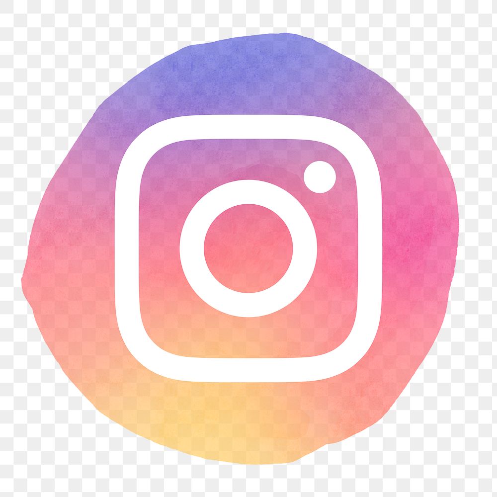 Instagram logo png in watercolor design. Social media icon. 21 JULY 2021 - BANGKOK, THAILAND