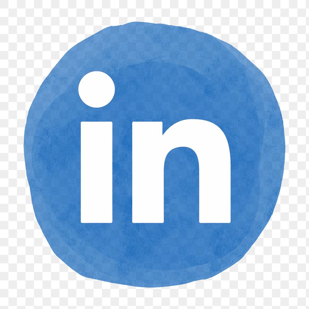 LinkedIn logo png in watercolor design. Social media icon. 21 JULY 2021 - BANGKOK, THAILAND