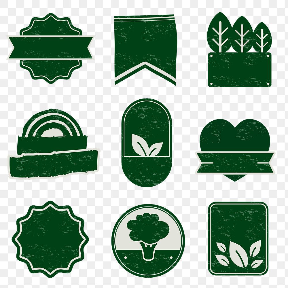 Png natural products badges with text space set in green