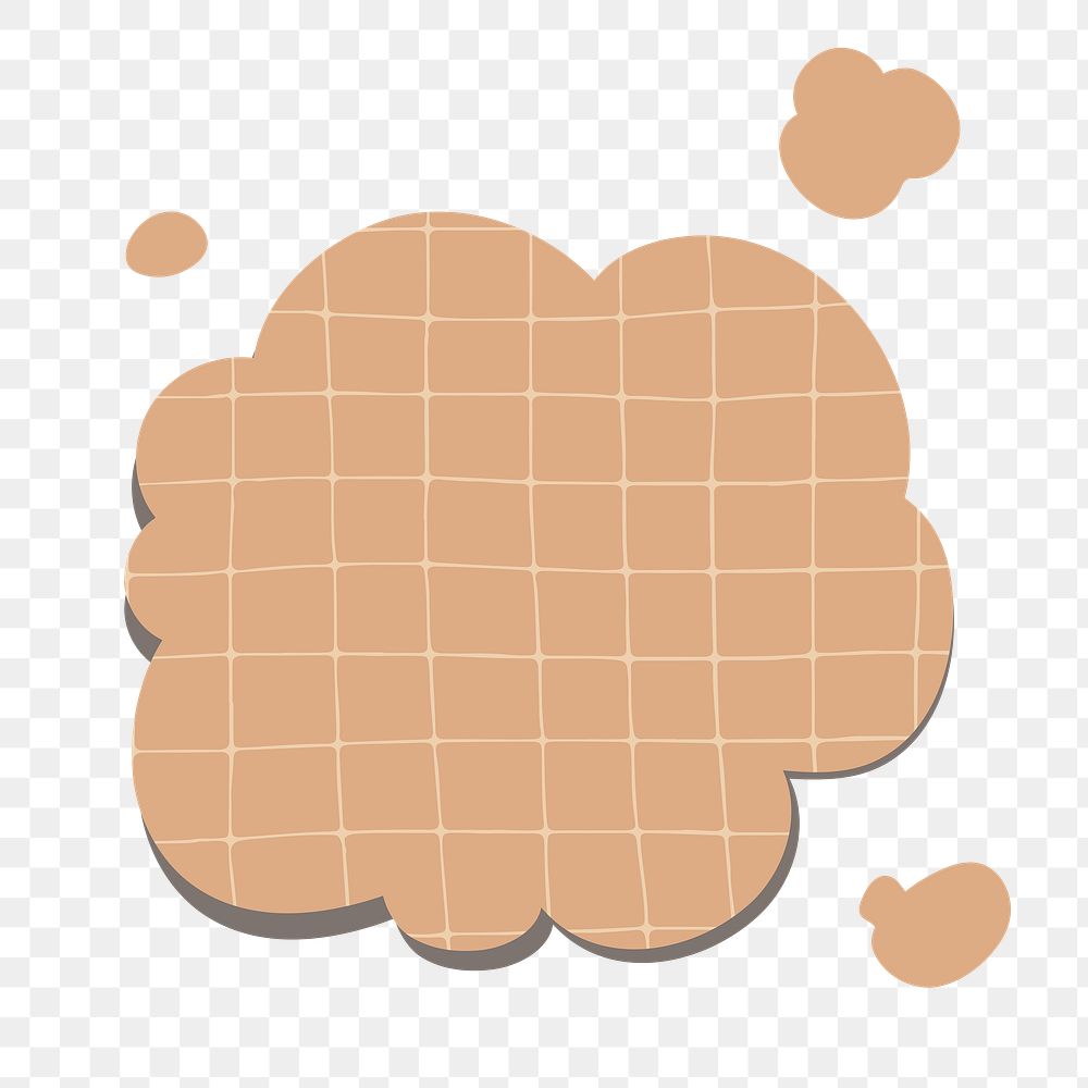 PNG thought bubble sticker in brown grid paper pattern style