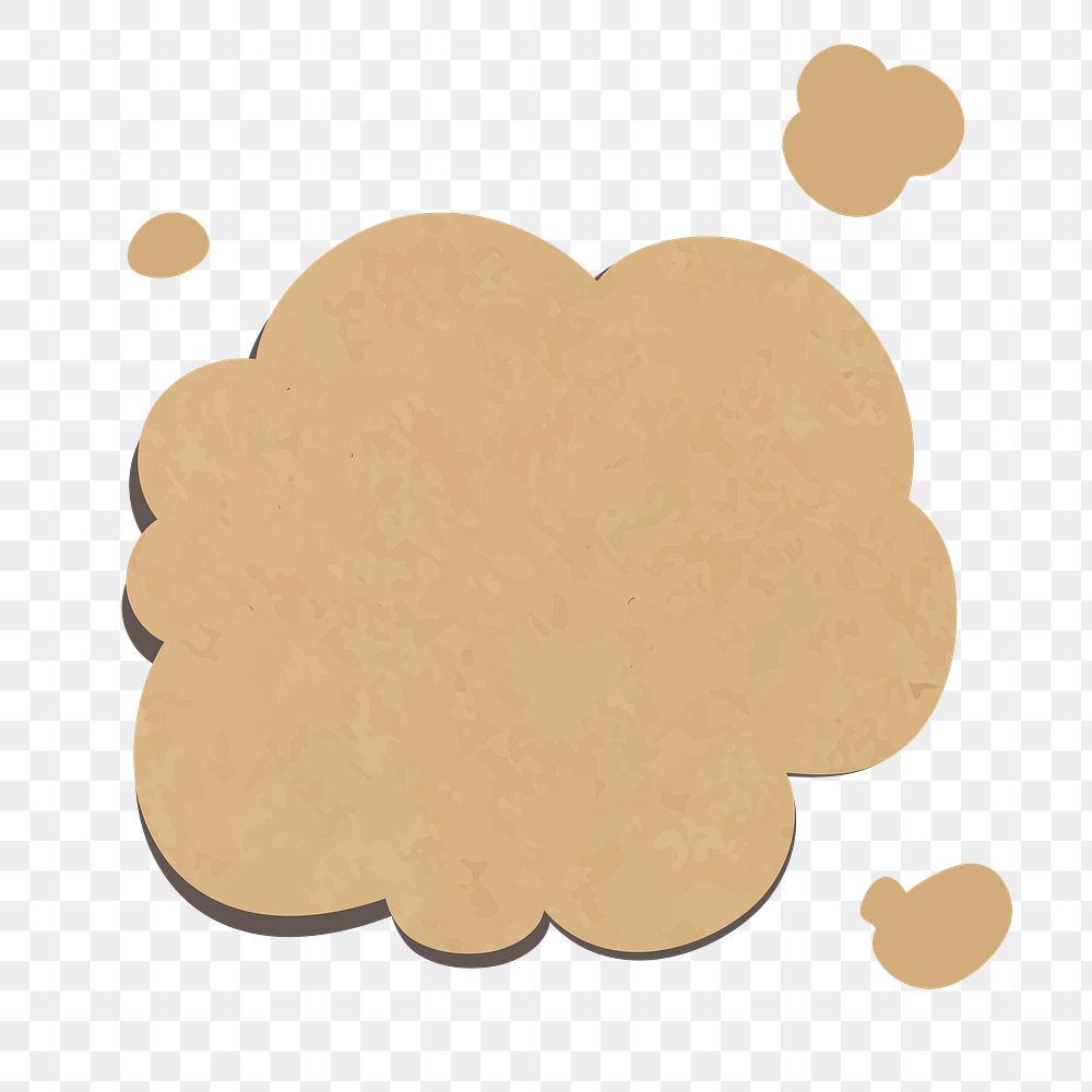 PNG thought bubble sticker in textured brown tone